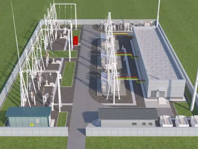 Electrical power substation 3D model get