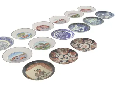 Belgium Porcelain Plates Set 3D model