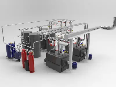 Industrial Boiler Room 3D model buy
