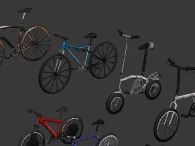 Low Poly bicycle set bicycles Low-poly 3D model