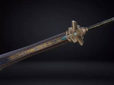 Futuristic Sword Low-poly 3D model 6