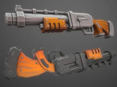 Stylized Shotgun Weapon Low-poly 3D model purchase