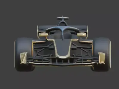 Matte Black and Gold Open-Wheel Race Car 3D Model Low-poly 3D model