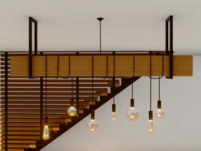 Industrial lamp - chandelier light 3D model
