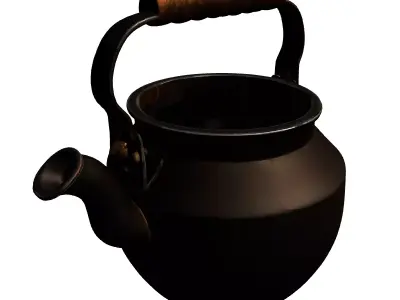 Rustic Metal Kettle 3D Model Low-poly 3D model