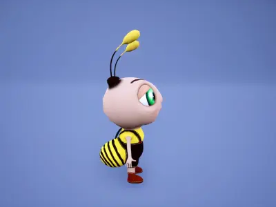Stylized Bee Character Rigged Cartoon Style Low-poly 3D model