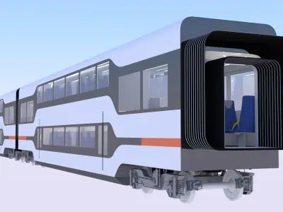 Monorail and doubledeck trains 3D Model Pack