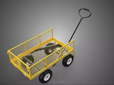 MESH BED STEEL GARDEN CART FOLDING UTILITY WAGON REMOVABLE SIDES 3D model