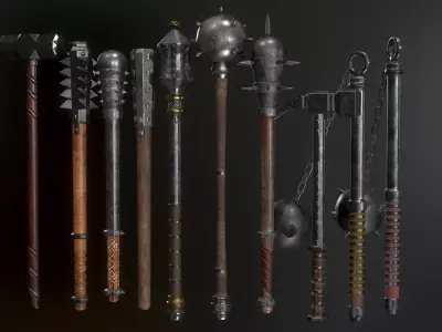 Medieval Weapons Mace Collection - 01 Low-poly 3D model