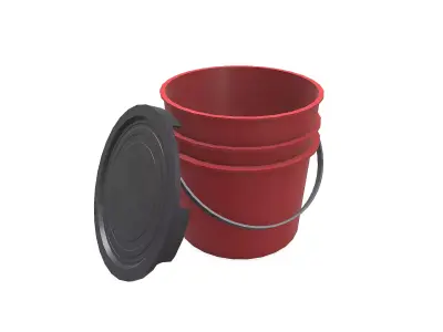 Platic Bucket With Lid Low-poly PBR Low-poly 3D model