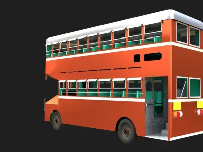Double Decker Bus of Mumbai City Low-poly 3D model