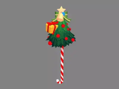 Cartoon christmas tree candy cane Low-poly 3D model