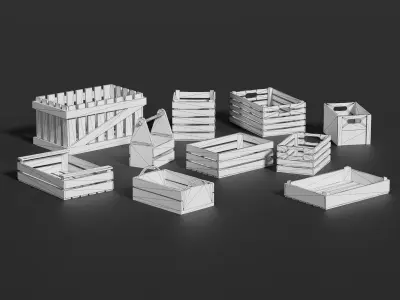 Wooden Crate Small Pack 2 PBR 10 Low-poly 3D model