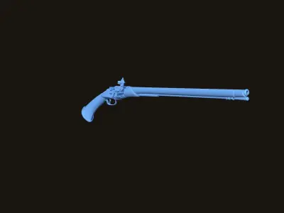 Weapon - Gun - Flintlock - Italian Wheellock Rifle Low-poly 3D model