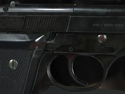 Beretta 92S  Low-poly 3D model Low-poly 3D model