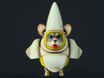 Cartoon Corgi Banana Costume Expansion Pack Low-poly 3D model