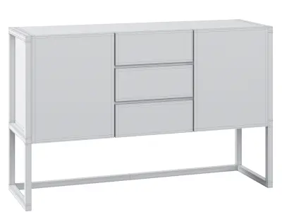 Hiba Oak and Industrial Metal Sideboard by LA REDOUTE 3D model