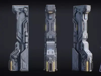 Sci-Fi Parts Kit Pack Vol 02 A-PBR Low-poly 3D model