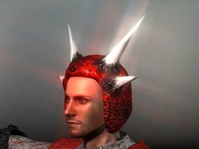 Red Imp Dragon Helmet Low-poly 3D model