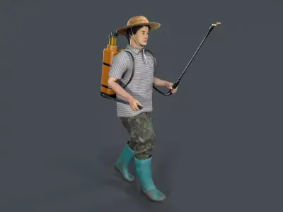 farmer Character Low-poly 3D model