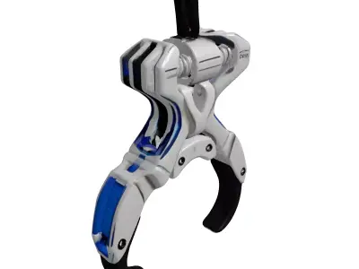 Futuristic Grappling Hook with Rope 3D model