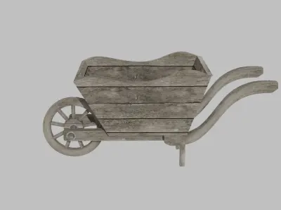 wooden old cart Low-poly 3D model purchase