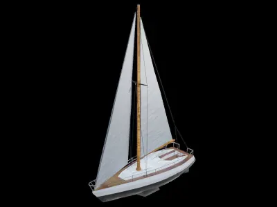 Modern Sail boat Low-poly 3D model