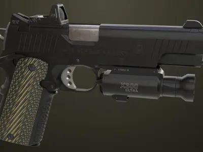 Pistol 07 Black Generic All PBR Unity UE Textures Included Low-poly 3D model