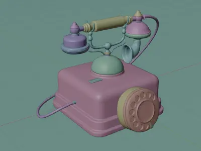 old retro telephone Low-poly 3D model