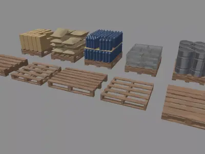 Wooden Pallets Pack Low-poly 3D model