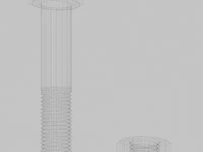 M12 Hex Bolts and Nuts with Rusty Iron Texture Fine Threads 3D model