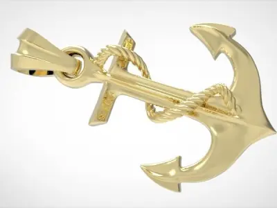 MENS ANCHOR PENDANT NECKLACE ROPE DESIGN JEWELRY 3D print model