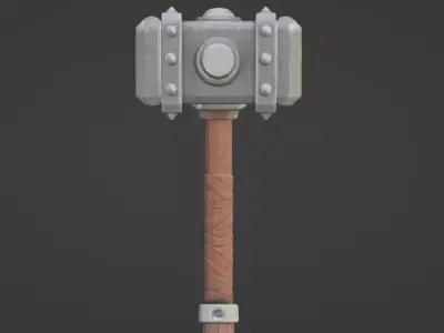 Battle Hammer Low-poly 3D model get
