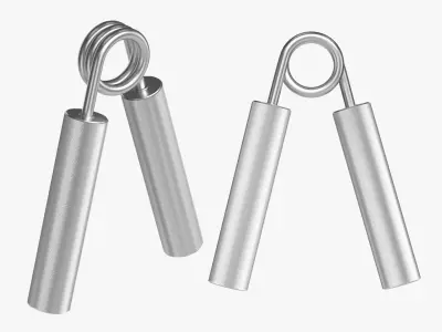 Realistic Silver Metal Hand Grip Strengthener Mockup 3D model