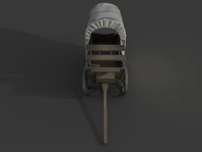 Realistic Medieval Covered Wagon Low-poly 3D model