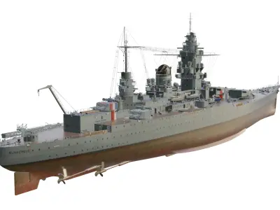 Dunkerque-class battleship Low-poly 3D model
