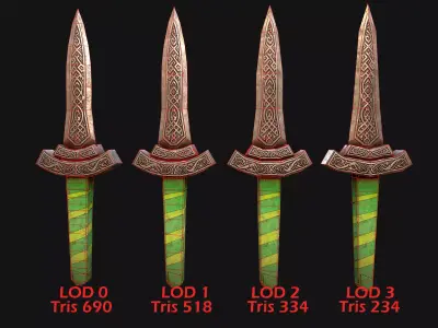 Medieval Dagger Sword Knife Knight Weapon  Low-poly 3D model