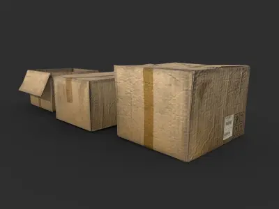 Cardboard boxes Low-poly 3D model buy