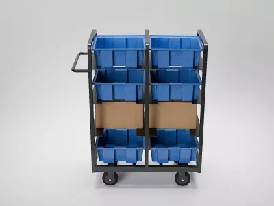 Industrial Storage Cart with Crates 3D model