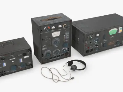 German Radio WWII Low-poly 3D model