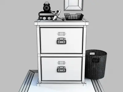 Bedford two-Drawer File Cabinet Antique White 3D model