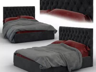 Forli bed with tufted headboard Free 3D model