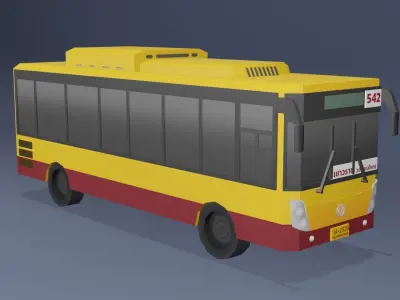 Yellow Thai bus Low poly v04 Low-poly 3D model