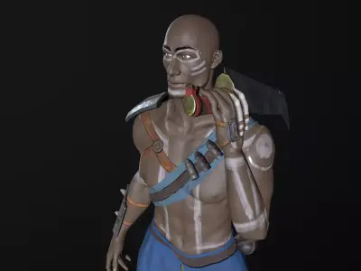 African warrior Low-poly 3D model