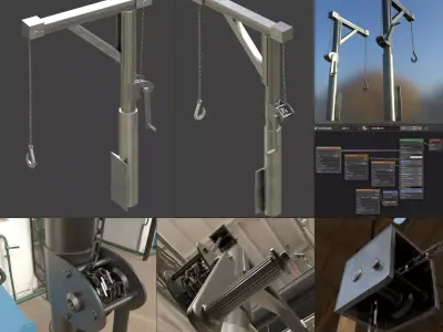 Hand Crank Crane Remastered Low-poly 3D model