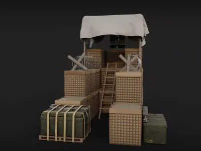 Military Sructure post Low-poly 3D model
