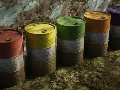 Industrial Metallic Barrel Pack - Game-Ready 3D Asset Low-poly 3D model