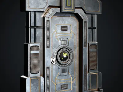 15 Scifi Doors Game Ready Low-poly 3D model