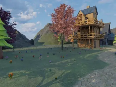 Charming Village In Bloom 3D model