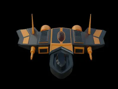 Simple Spaceship gameready  Low-poly 3D model